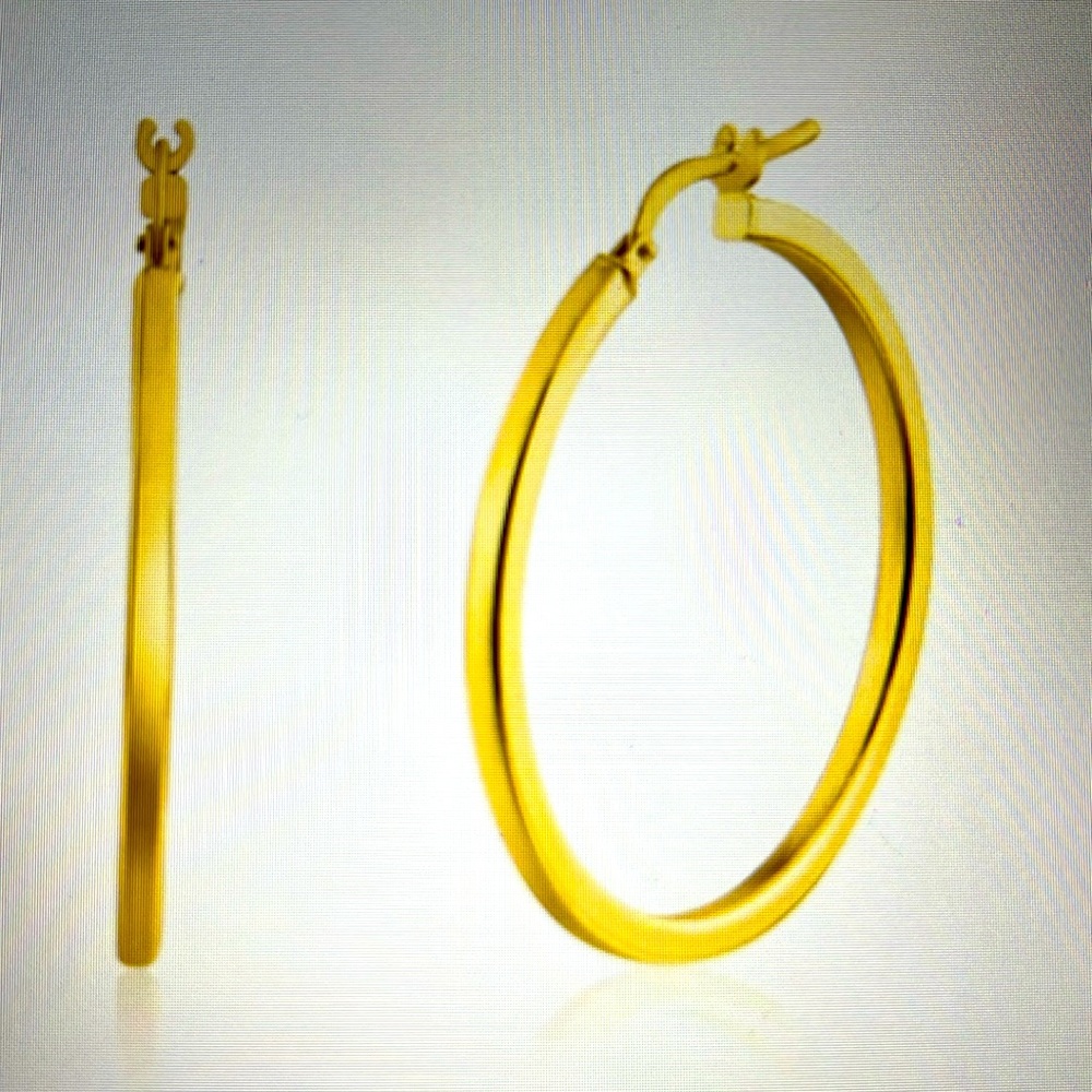 Brand New Silver 925 Gold Plated Silver 2mm Hoop Earrings Size 40mm.